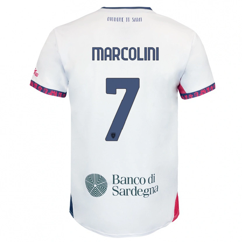 Danxen Męski Diego Marcolini #7 Biały Granatowy Czerwony Wyjazdowa Koszulka 2025/26 Koszulki Klubowe