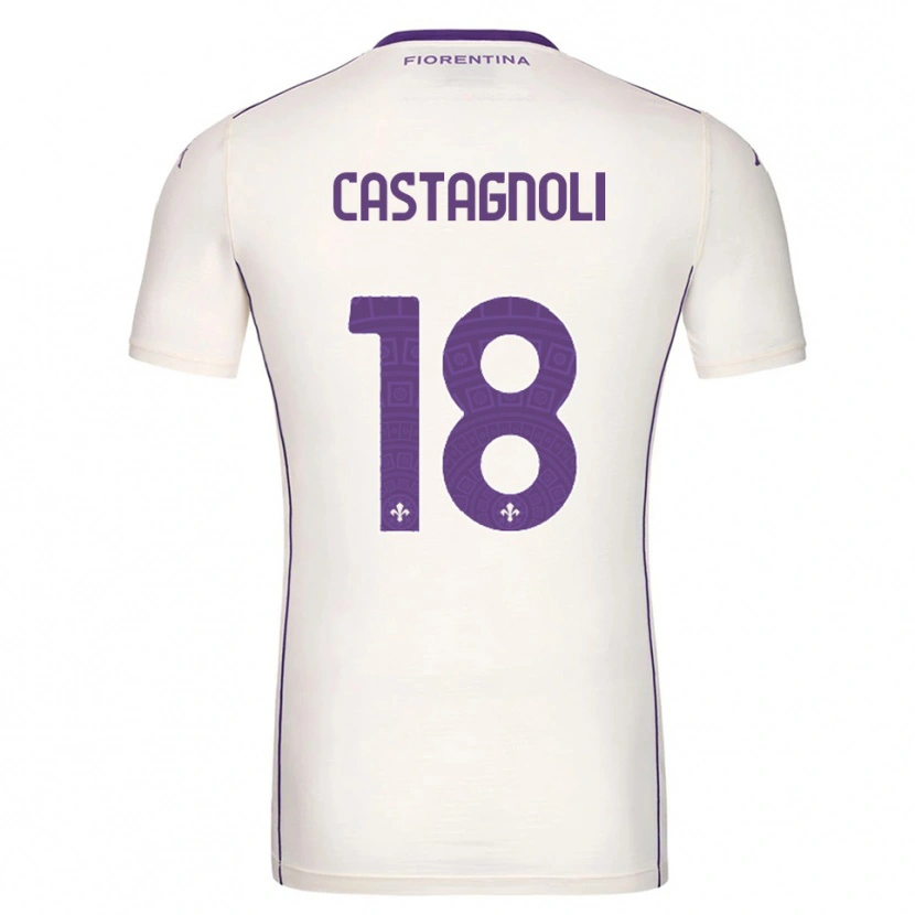 Danxen Męski Filippo Castagnoli #18 Biały Fioletowy Czerwony Wyjazdowa Koszulka 2025/26 Koszulki Klubowe