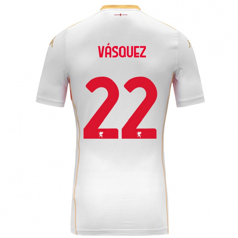 Danxen Męski Johan Vásquez #22 Biały Czerwony Wyjazdowa Koszulka 2025/26 Koszulki Klubowe