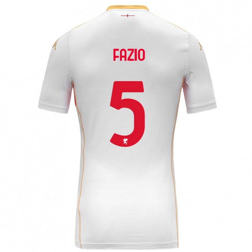 Danxen Męski Lorenzo Fazio #5 Biały Czerwony Wyjazdowa Koszulka 2025/26 Koszulki Klubowe