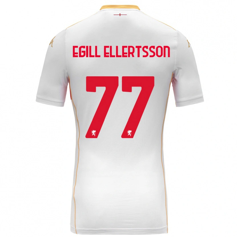 Danxen Męski Mikael Egill Ellertsson #77 Biały Czerwony Wyjazdowa Koszulka 2025/26 Koszulki Klubowe