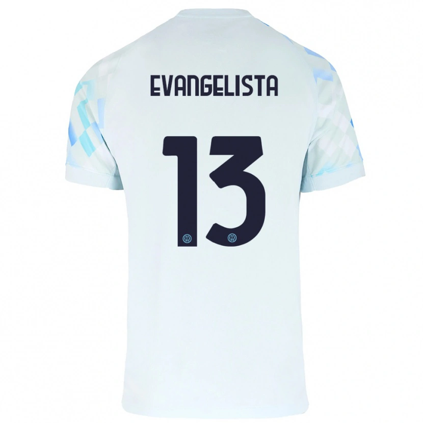 Danxen Męski Edoardo Evangelista #13 Biały Niebieski Wyjazdowa Koszulka 2025/26 Koszulki Klubowe
