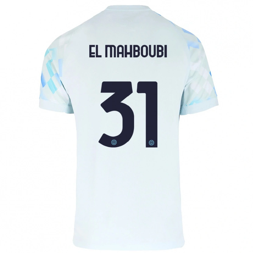 Danxen Męski Anas El Mahboubi #31 Biały Niebieski Wyjazdowa Koszulka 2025/26 Koszulki Klubowe