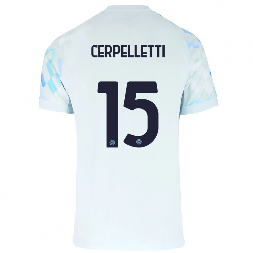 Danxen Męski Filippo Cerpelletti #15 Biały Niebieski Wyjazdowa Koszulka 2025/26 Koszulki Klubowe