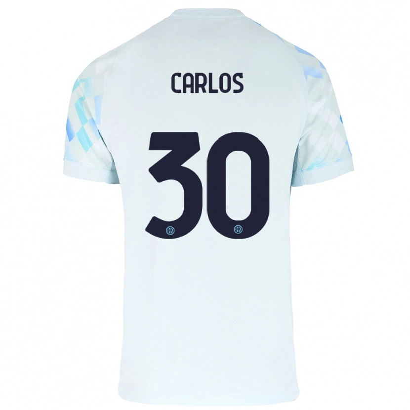Danxen Męski Carlos Augusto #30 Biały Niebieski Wyjazdowa Koszulka 2025/26 Koszulki Klubowe