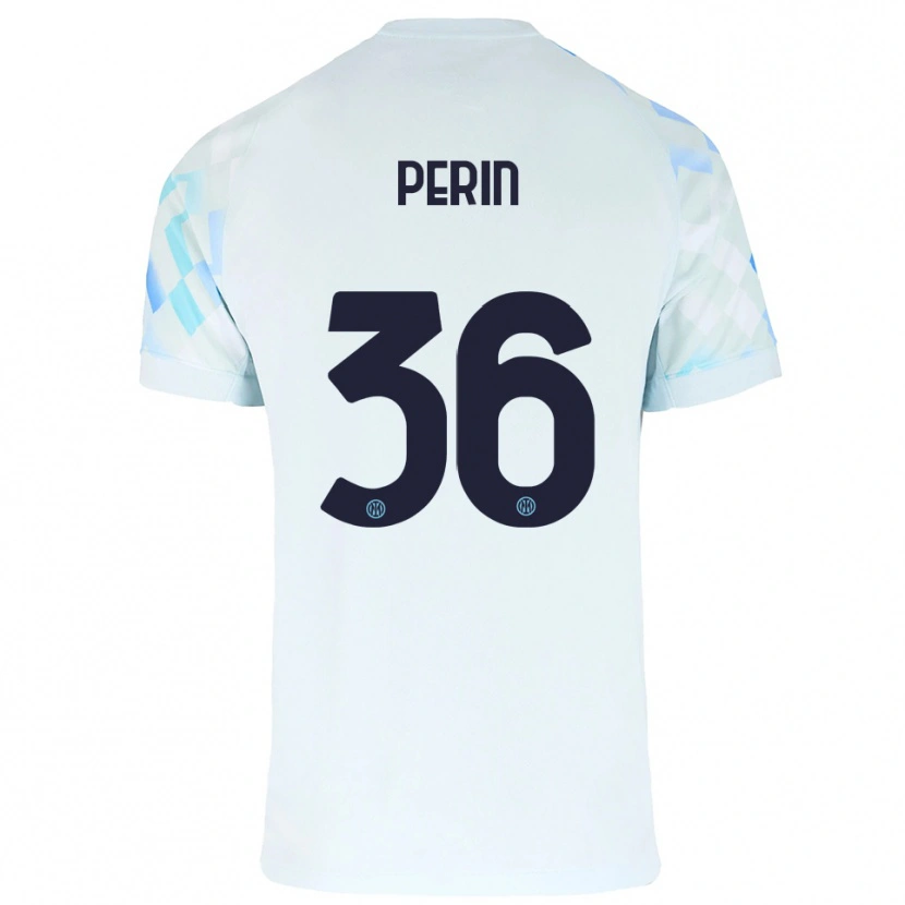 Danxen Męski Nicolo Perin #36 Biały Niebieski Wyjazdowa Koszulka 2025/26 Koszulki Klubowe