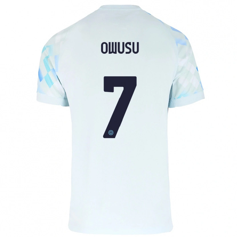 Danxen Męski Enoch Owusu #7 Biały Niebieski Wyjazdowa Koszulka 2025/26 Koszulki Klubowe