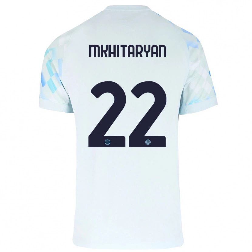 Danxen Męski Henrikh Mkhitaryan #22 Biały Niebieski Wyjazdowa Koszulka 2025/26 Koszulki Klubowe