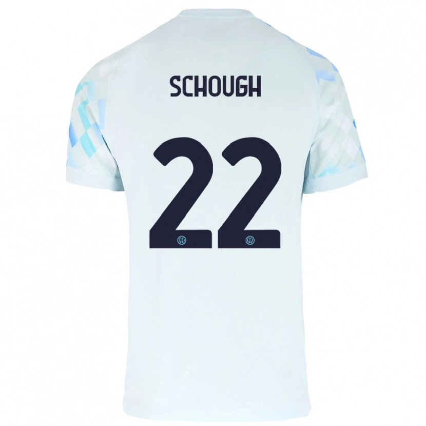 Danxen Męski Olivia Schough #22 Biały Niebieski Wyjazdowa Koszulka 2025/26 Koszulki Klubowe