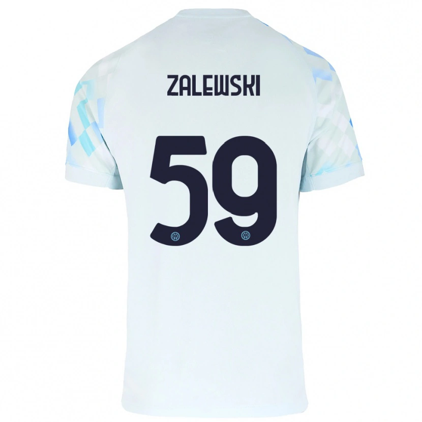Danxen Męski Nicola Zalewski #59 Biały Niebieski Wyjazdowa Koszulka 2025/26 Koszulki Klubowe