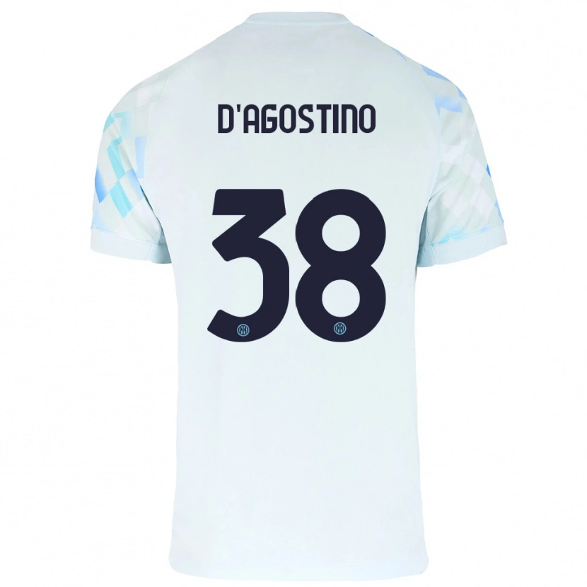 Danxen Męski Giovanni D'agostino #38 Biały Niebieski Wyjazdowa Koszulka 2025/26 Koszulki Klubowe