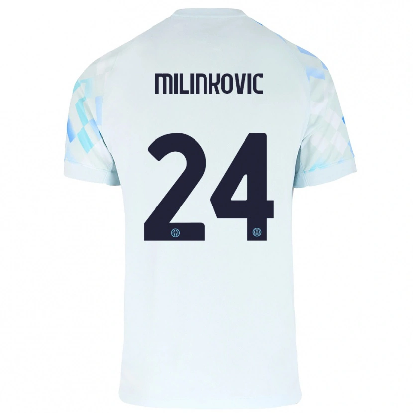 Danxen Męski Marija Milinković #24 Biały Niebieski Wyjazdowa Koszulka 2025/26 Koszulki Klubowe