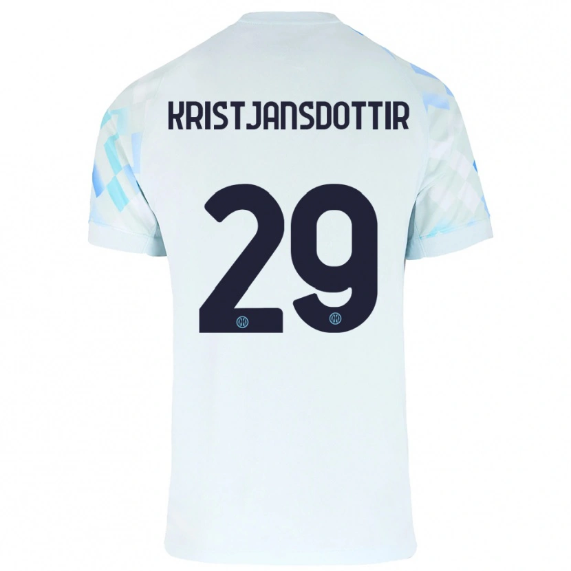 Danxen Męski Anna Bjork Kristjansdottir #29 Biały Niebieski Wyjazdowa Koszulka 2025/26 Koszulki Klubowe