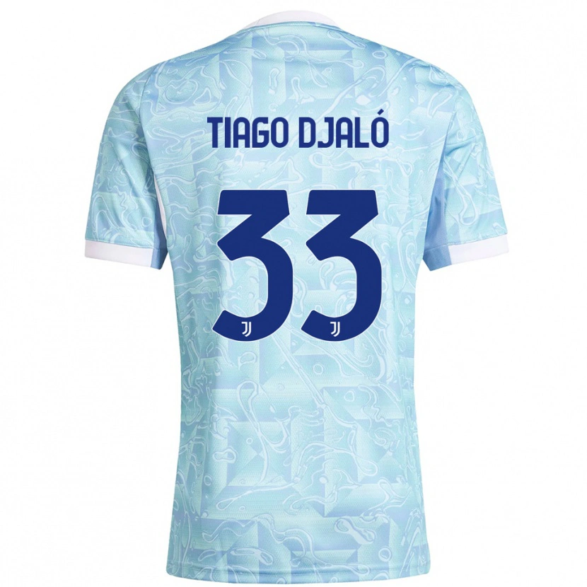 Danxen Męski Tiago Djaló #33 Błękitny Żółty Wyjazdowa Koszulka 2025/26 Koszulki Klubowe