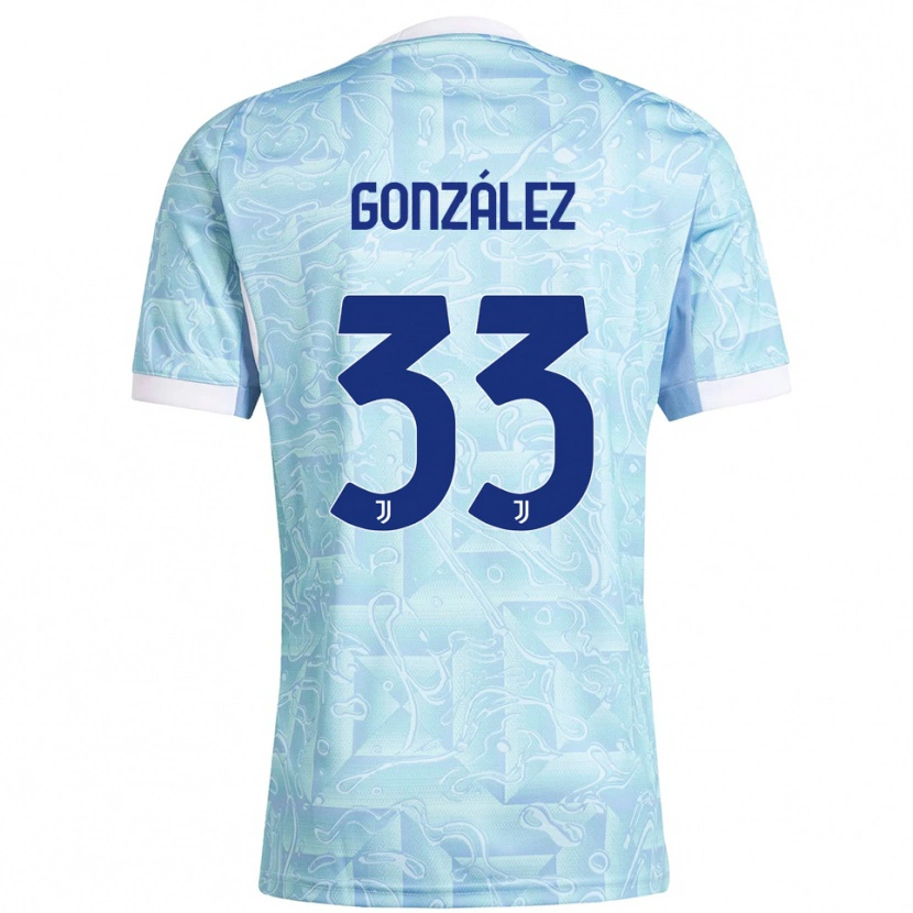 Danxen Męski Facundo González #33 Błękitny Żółty Wyjazdowa Koszulka 2025/26 Koszulki Klubowe