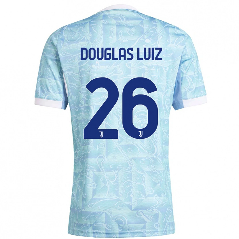 Danxen Męski Douglas Luiz #26 Błękitny Żółty Wyjazdowa Koszulka 2025/26 Koszulki Klubowe
