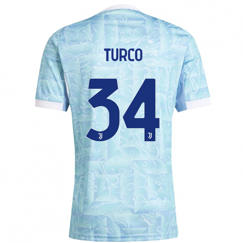 Danxen Męski Stefano Turco #34 Błękitny Żółty Wyjazdowa Koszulka 2025/26 Koszulki Klubowe