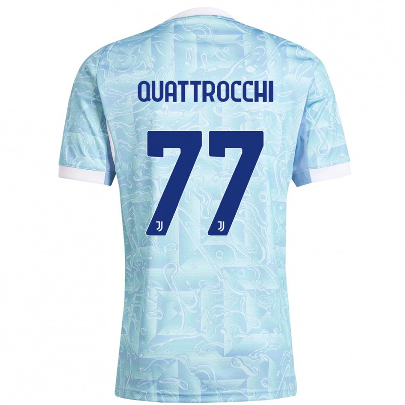 Danxen Męski Juan Ignacio Quattrocchi #77 Błękitny Żółty Wyjazdowa Koszulka 2025/26 Koszulki Klubowe
