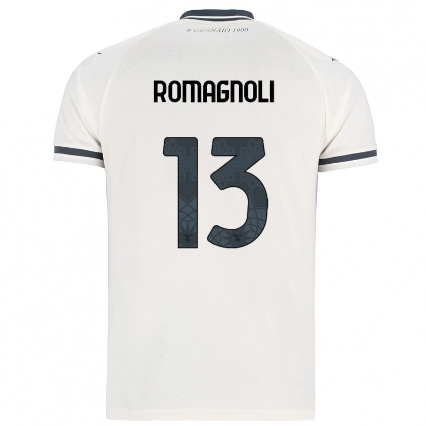 Danxen Męski Alessio Romagnoli #13 Biały Granatowy Wyjazdowa Koszulka 2025/26 Koszulki Klubowe