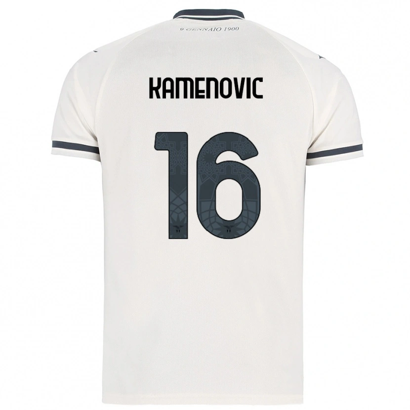 Danxen Męski Dimitrije Kamenovic #16 Biały Granatowy Wyjazdowa Koszulka 2025/26 Koszulki Klubowe