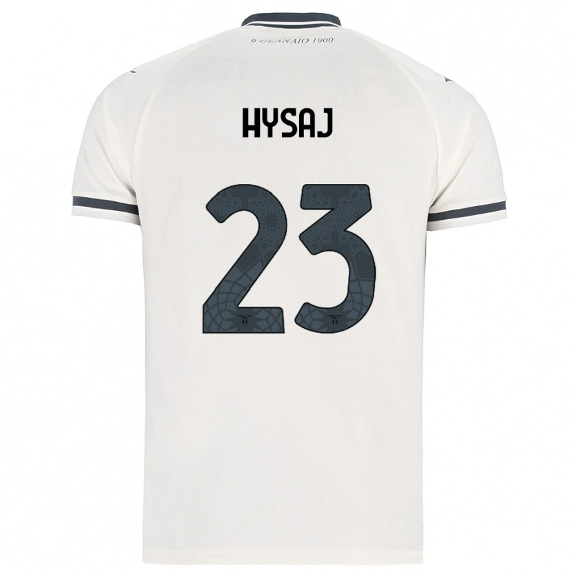 Danxen Męski Elseid Hysaj #23 Biały Granatowy Wyjazdowa Koszulka 2025/26 Koszulki Klubowe