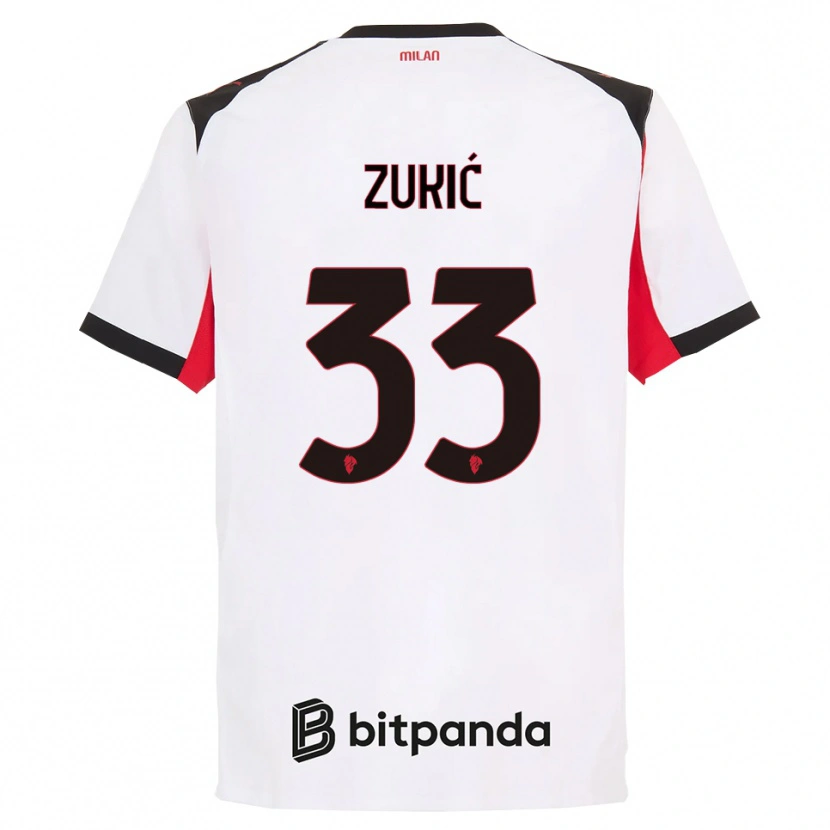 Danxen Męski Damir Zukić #33 Biały Czarny Wyjazdowa Koszulka 2025/26 Koszulki Klubowe