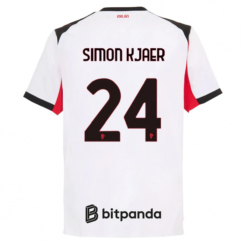 Danxen Męski Simon Kjaer #24 Biały Czarny Wyjazdowa Koszulka 2025/26 Koszulki Klubowe