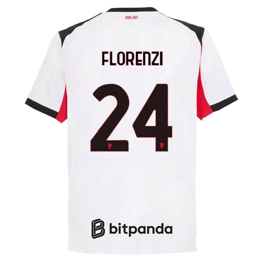 Danxen Męski Alessandro Florenzi #24 Biały Czarny Wyjazdowa Koszulka 2025/26 Koszulki Klubowe
