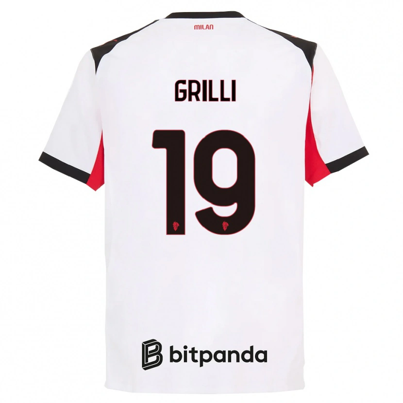 Danxen Męski Lorenzo Grilli #19 Biały Czarny Wyjazdowa Koszulka 2025/26 Koszulki Klubowe