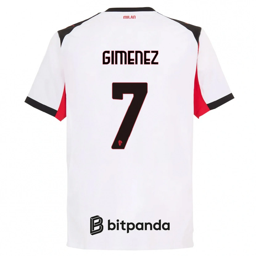 Danxen Męski Santiago Gimenez #7 Biały Czarny Wyjazdowa Koszulka 2025/26 Koszulki Klubowe