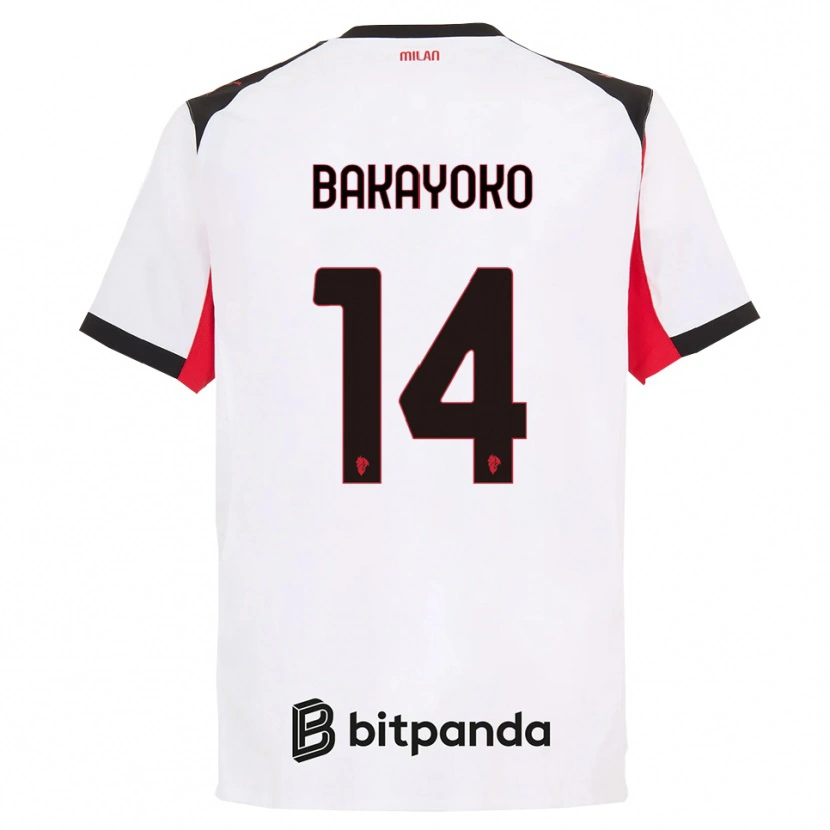 Danxen Męski Tiemoue Bakayoko #14 Biały Czarny Wyjazdowa Koszulka 2025/26 Koszulki Klubowe