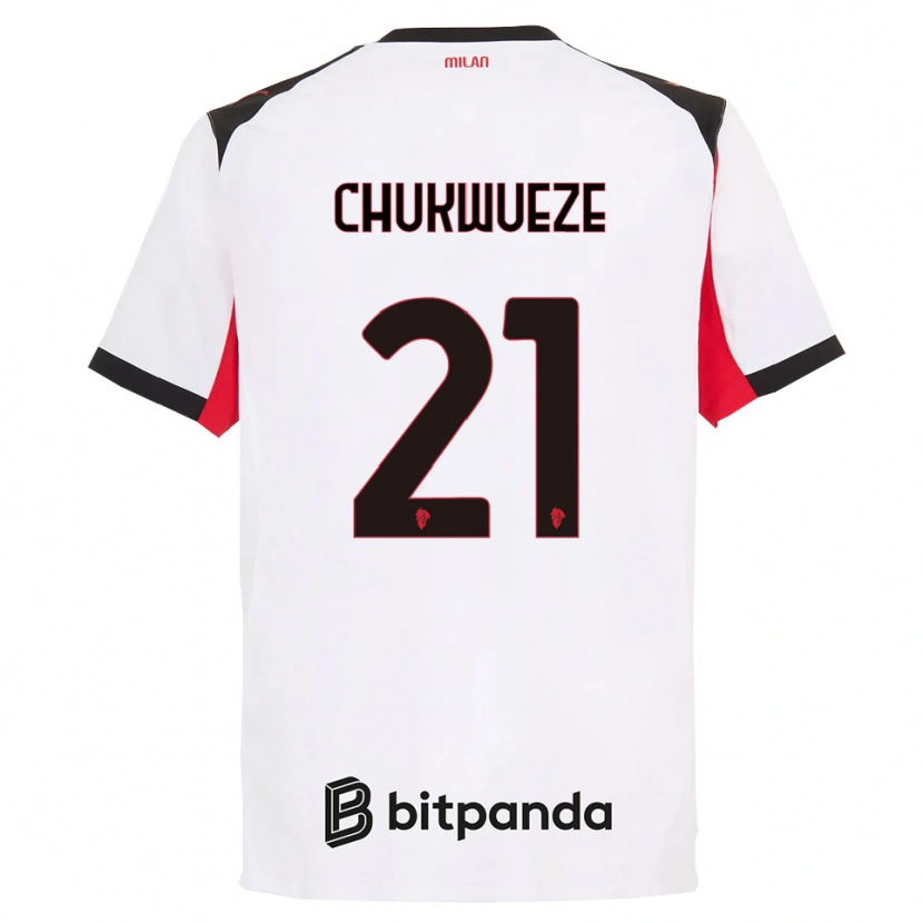 Danxen Męski Samuel Chukwueze #21 Biały Czarny Wyjazdowa Koszulka 2025/26 Koszulki Klubowe
