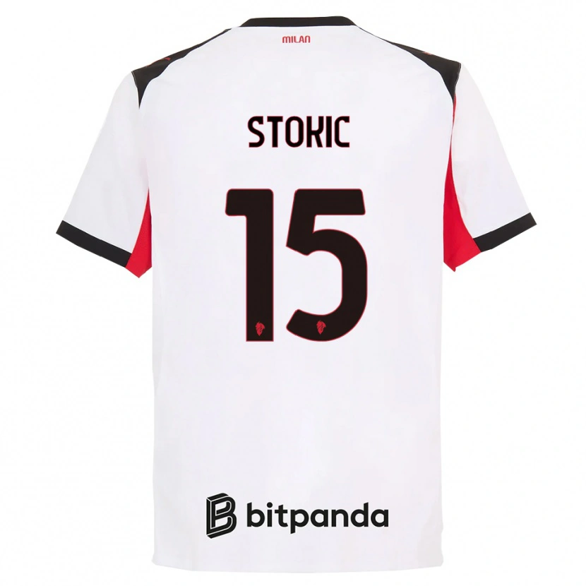 Danxen Męski Sara Stokić #15 Biały Czarny Wyjazdowa Koszulka 2025/26 Koszulki Klubowe