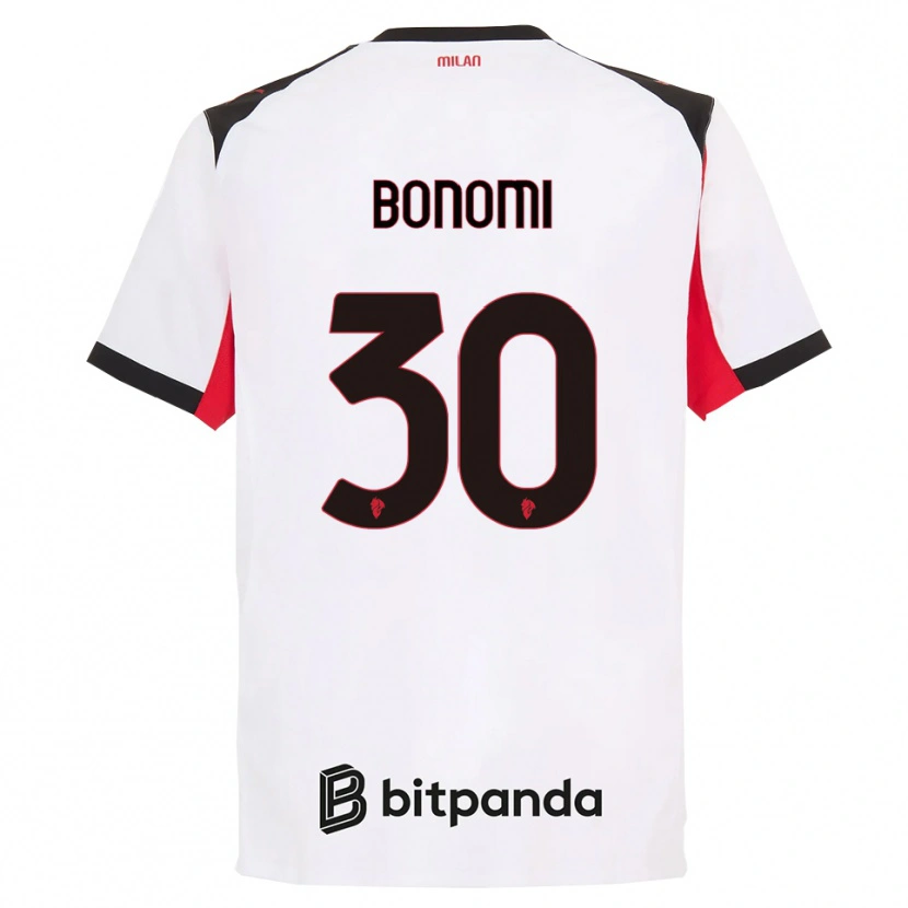 Danxen Męski Alessandro Bonomi #30 Biały Czarny Wyjazdowa Koszulka 2025/26 Koszulki Klubowe