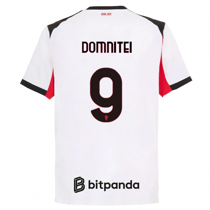 Danxen Męski Francesco Domniței #9 Biały Czarny Wyjazdowa Koszulka 2025/26 Koszulki Klubowe