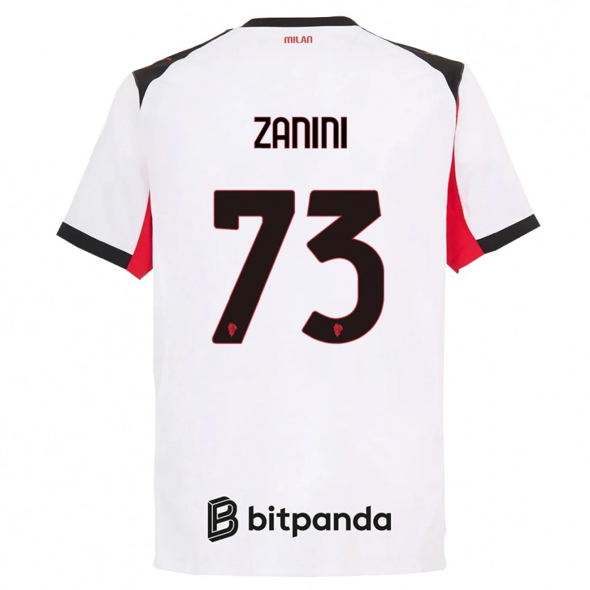 Danxen Męski Paola Zanini #73 Biały Czarny Wyjazdowa Koszulka 2025/26 Koszulki Klubowe