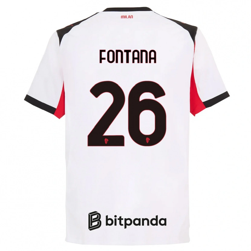 Danxen Męski Francesco Fontana #26 Biały Czarny Wyjazdowa Koszulka 2025/26 Koszulki Klubowe