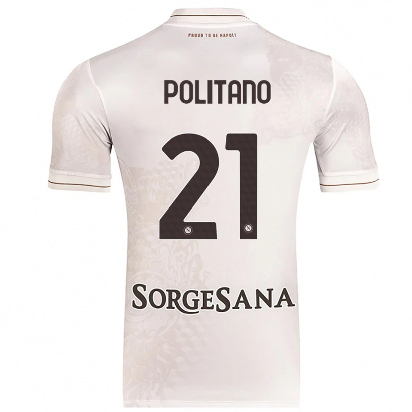 Danxen Męski Matteo Politano #21 Szampański Brązowy Wyjazdowa Koszulka 2025/26 Koszulki Klubowe
