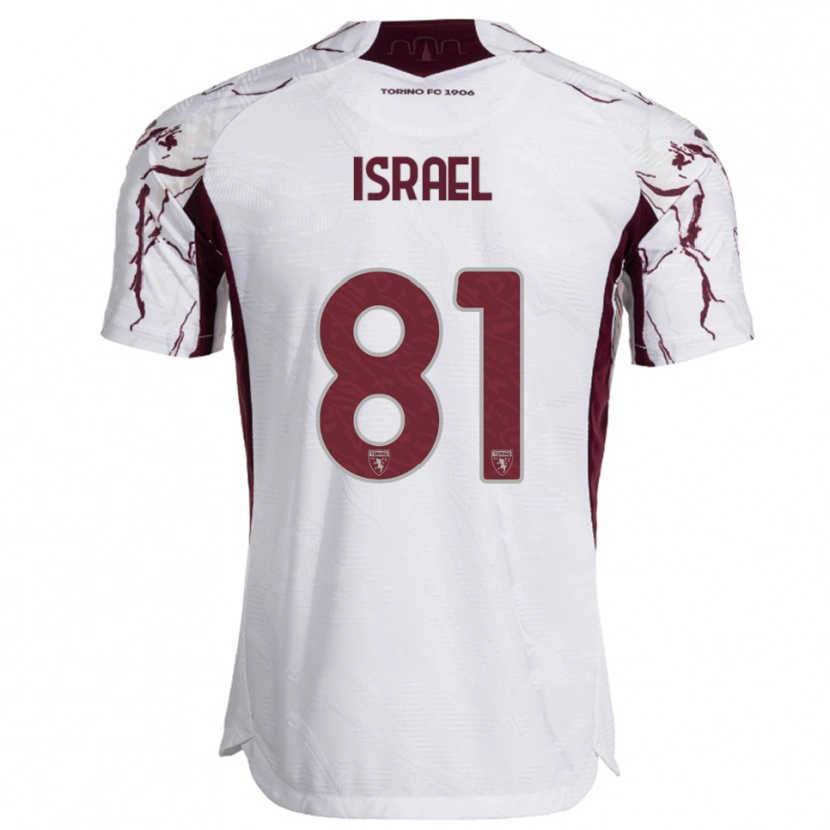 Danxen Męski Franco Israel #81 Biały Burgundowy Wyjazdowa Koszulka 2025/26 Koszulki Klubowe