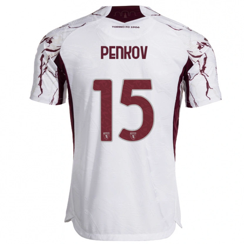 Danxen Męski Borislav Penkov #15 Biały Burgundowy Wyjazdowa Koszulka 2025/26 Koszulki Klubowe