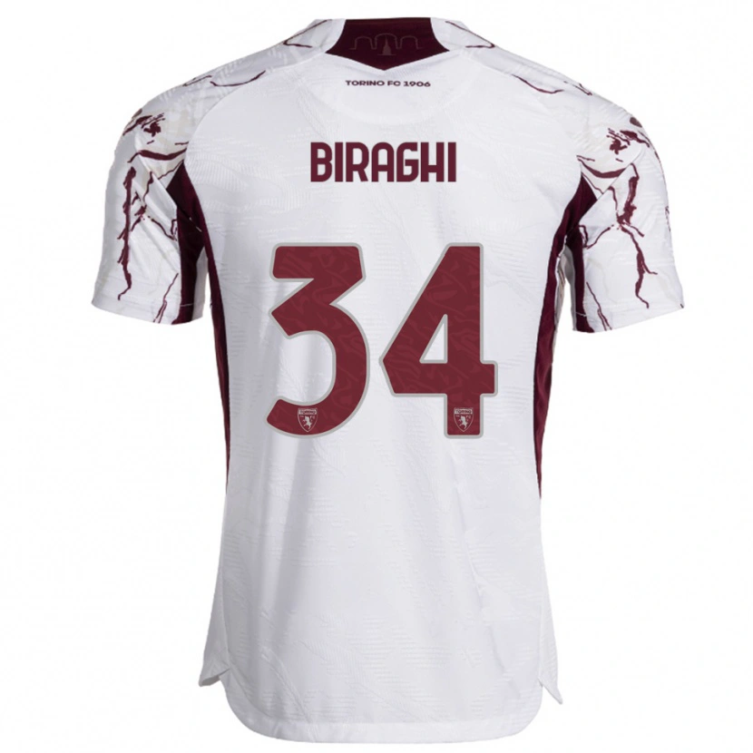 Danxen Męski Cristiano Biraghi #34 Biały Burgundowy Wyjazdowa Koszulka 2025/26 Koszulki Klubowe
