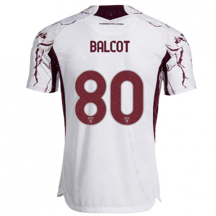 Danxen Męski Côme Bianay Balcot #80 Biały Burgundowy Wyjazdowa Koszulka 2025/26 Koszulki Klubowe
