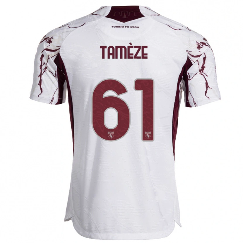 Danxen Męski Adrien Tamèze #61 Biały Burgundowy Wyjazdowa Koszulka 2025/26 Koszulki Klubowe