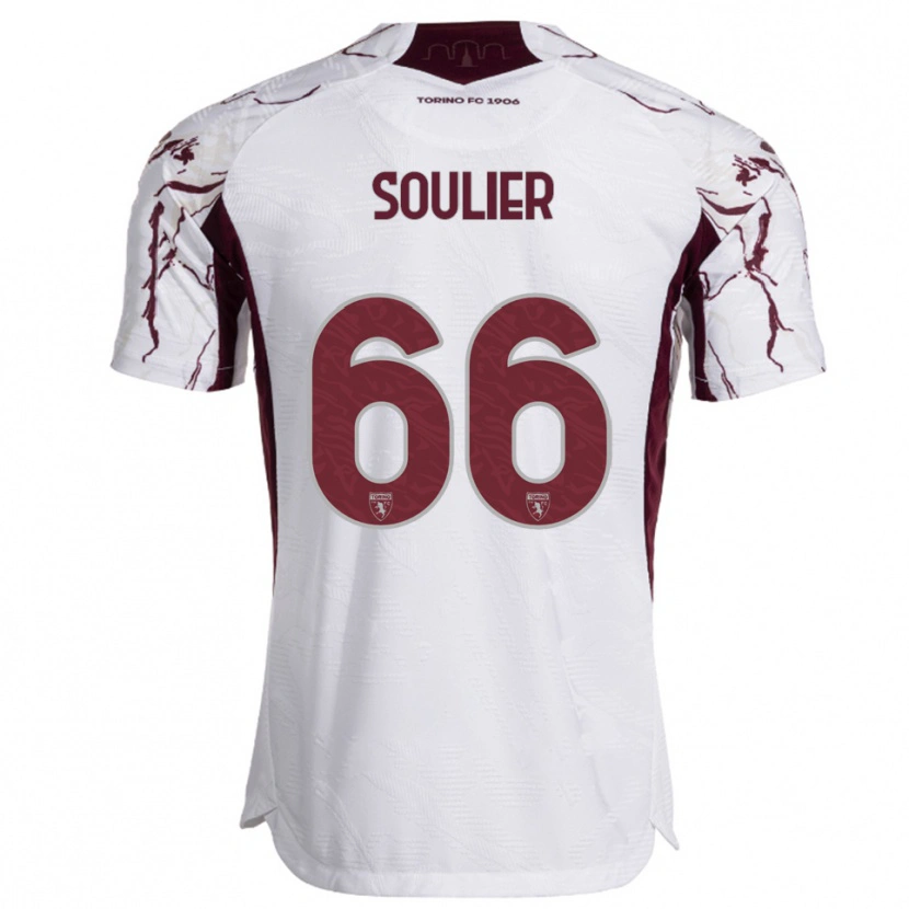 Danxen Męski Evan Soulier #66 Biały Burgundowy Wyjazdowa Koszulka 2025/26 Koszulki Klubowe