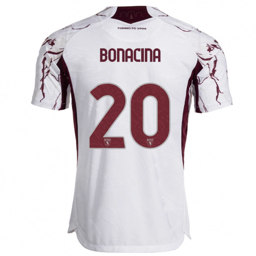 Danxen Męski David Bonacina #20 Biały Burgundowy Wyjazdowa Koszulka 2025/26 Koszulki Klubowe