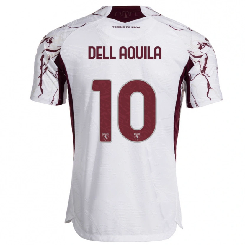 Danxen Męski Francesco Dell'aquila #10 Biały Burgundowy Wyjazdowa Koszulka 2025/26 Koszulki Klubowe