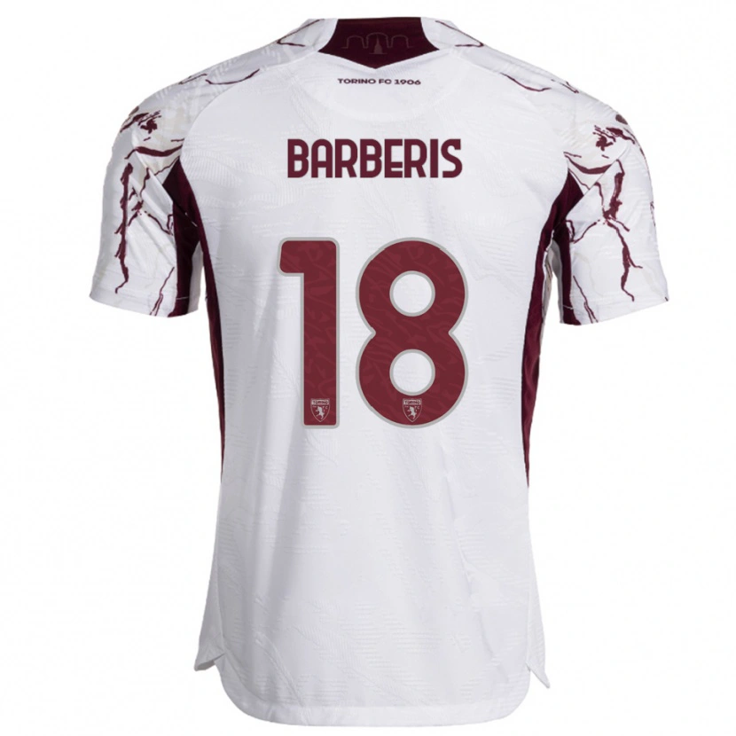 Danxen Męski Laura Barberis #18 Biały Burgundowy Wyjazdowa Koszulka 2025/26 Koszulki Klubowe