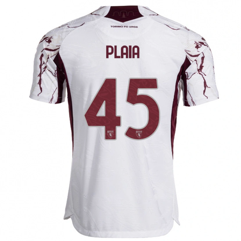 Danxen Męski Francesco Plaia #45 Biały Burgundowy Wyjazdowa Koszulka 2025/26 Koszulki Klubowe