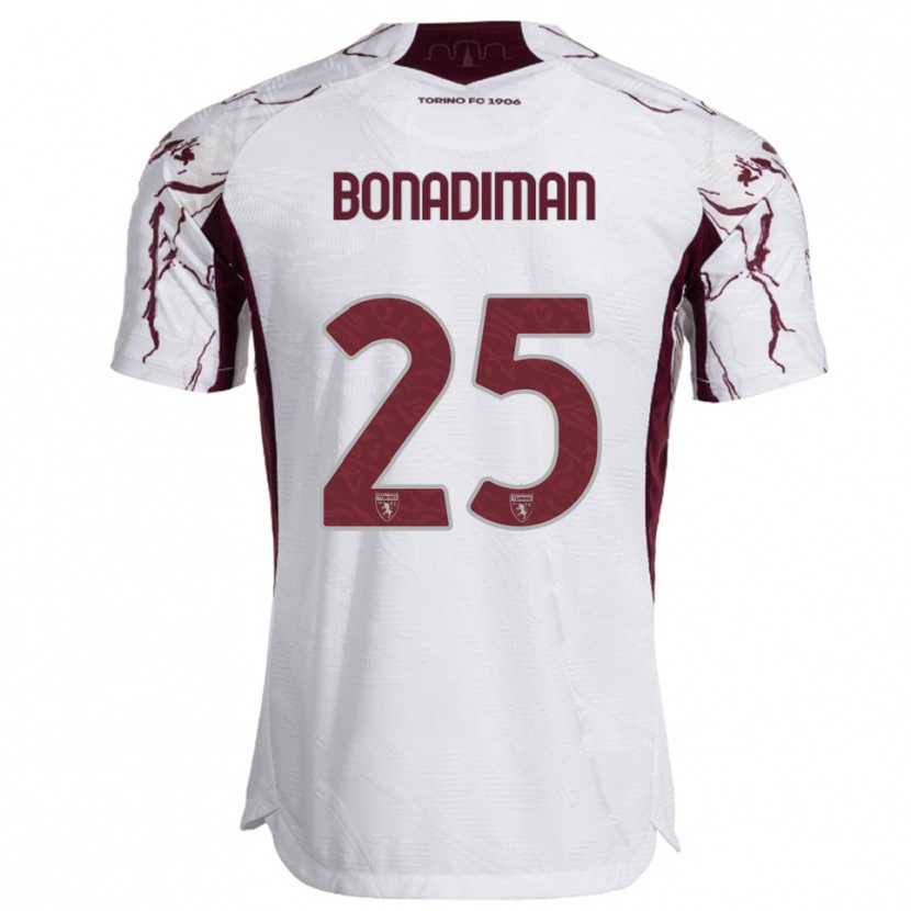 Danxen Męski Matteo Bonadiman #25 Biały Burgundowy Wyjazdowa Koszulka 2025/26 Koszulki Klubowe