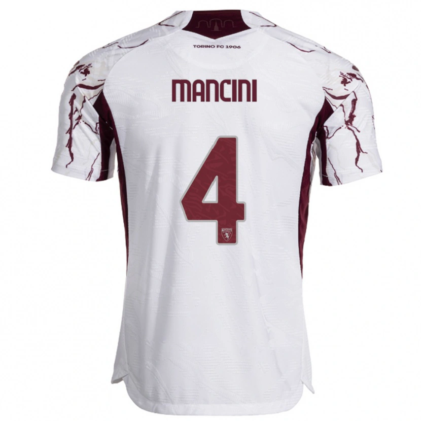 Danxen Męski Luca Mancini #4 Biały Burgundowy Wyjazdowa Koszulka 2025/26 Koszulki Klubowe